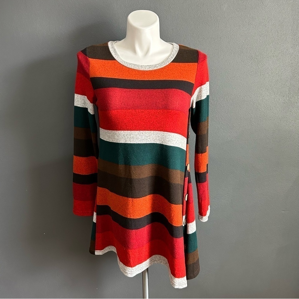 IGENJUN Women's Sweater Dress Long Sleeve Button Side Pullover Fall Dress M